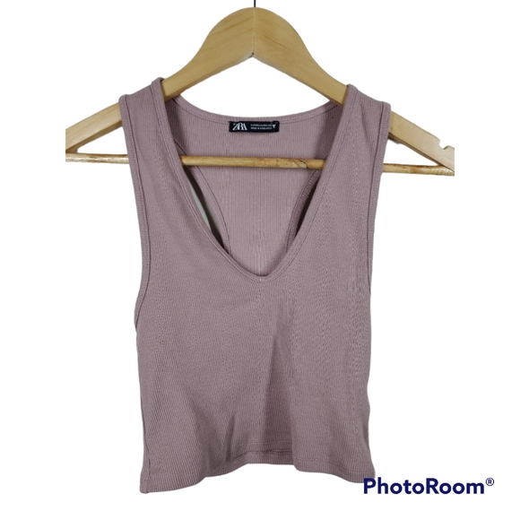 Zara Tops - Zara Crop Top Shirt Sleeveless V Neck Med